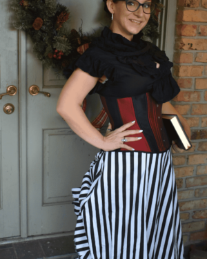 Victorian Style Bustle Skirt Striped