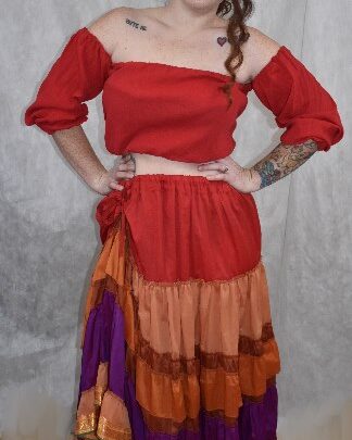 Red hand made jessa off the shoulder top