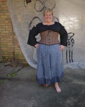 Denim Embroidered Plus Sized Skirt