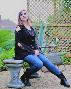 Pirate Queen Top with Buttons, Satin Front and Cold Shoulder