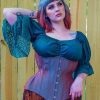 Women's Cotton Renaissance Style Top with Lace Sleeves